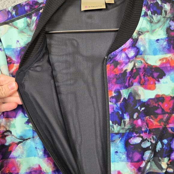 Athleta Floral Fade Bombtastic Bomber Jacket Size XS Extra Small - Picture 5 of 9